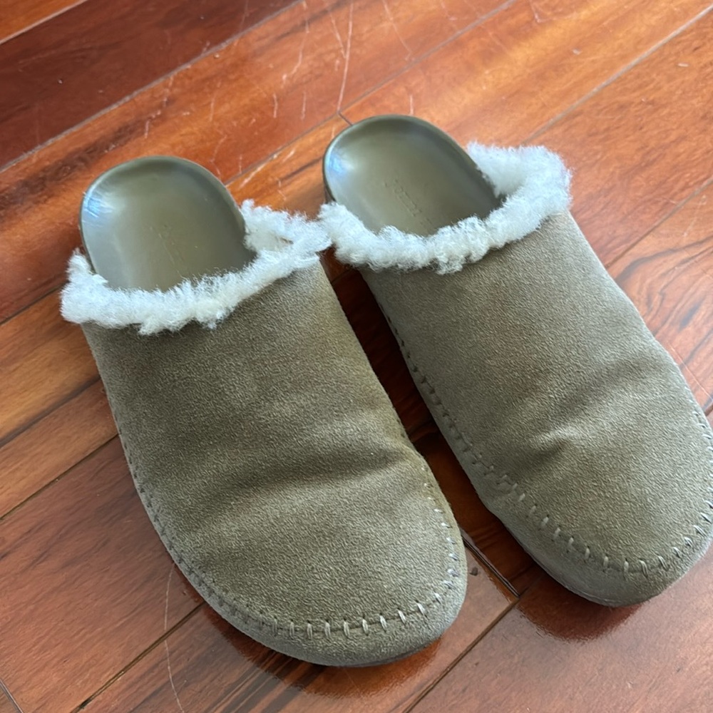 Jenni Kayne Shearling-Lined Moc Clog - Size 39 Green